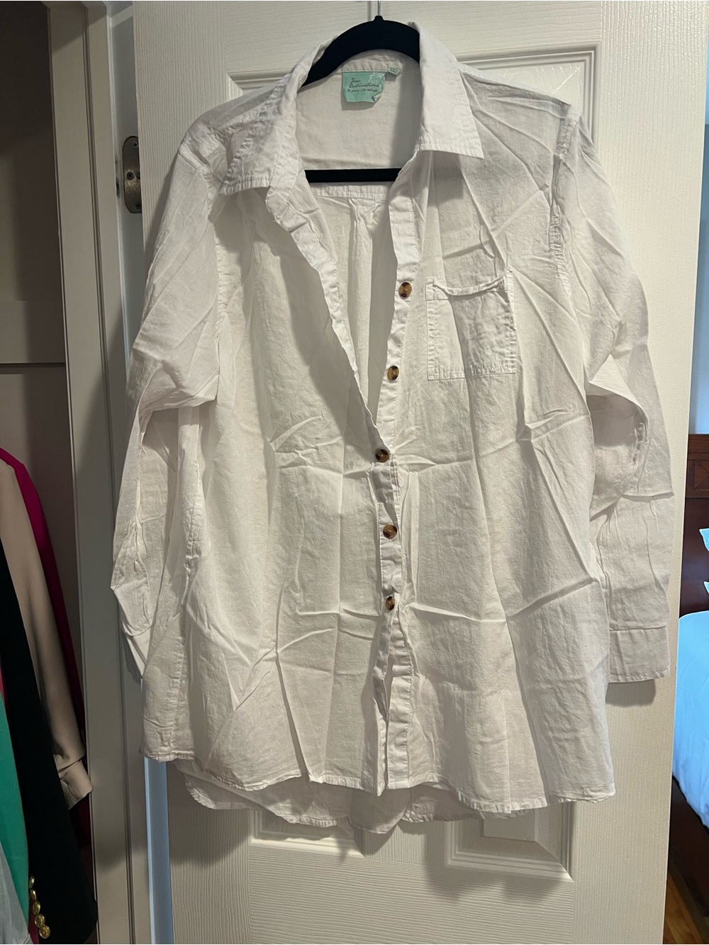 Women's White Button-Front Swim Coverup Shirt